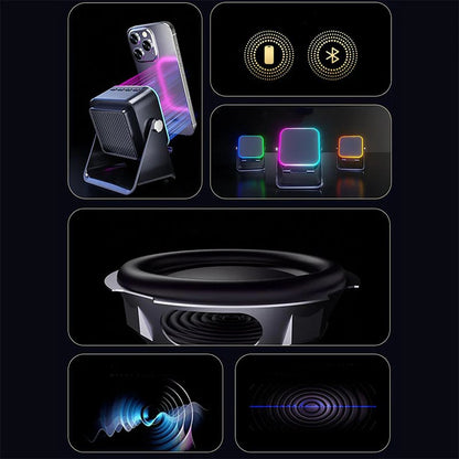 🎶Limited Sale 50% OFF📱 5-in-1 Wireless Induction Bluetooth Speaker with Adjustable Phone Stand