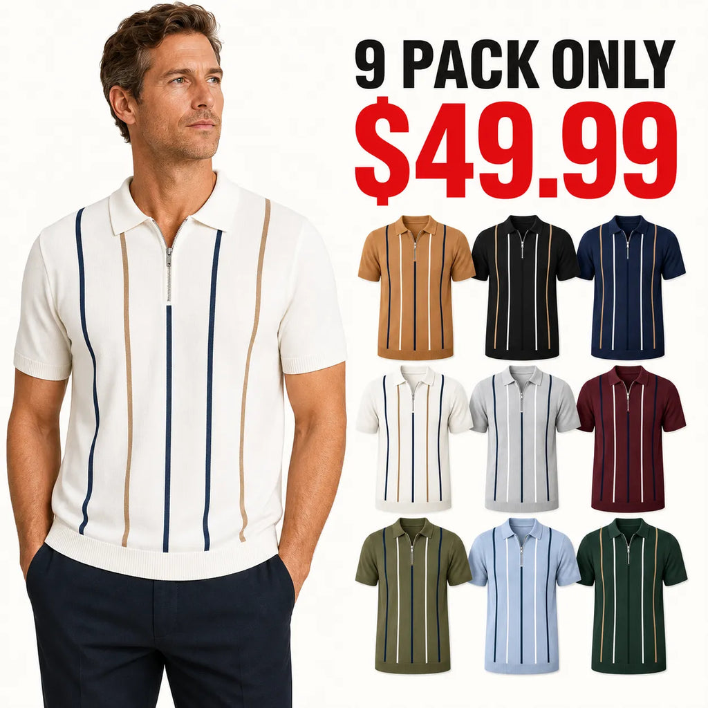 🔥CLEARANCE SALE🔥 Men's Knit Half-Zip Polo Shirt