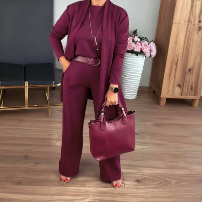 🎁New Year Sale 50% OFF💗Elegant Longline Cardigan & Top & Pants 3-Pieces Set