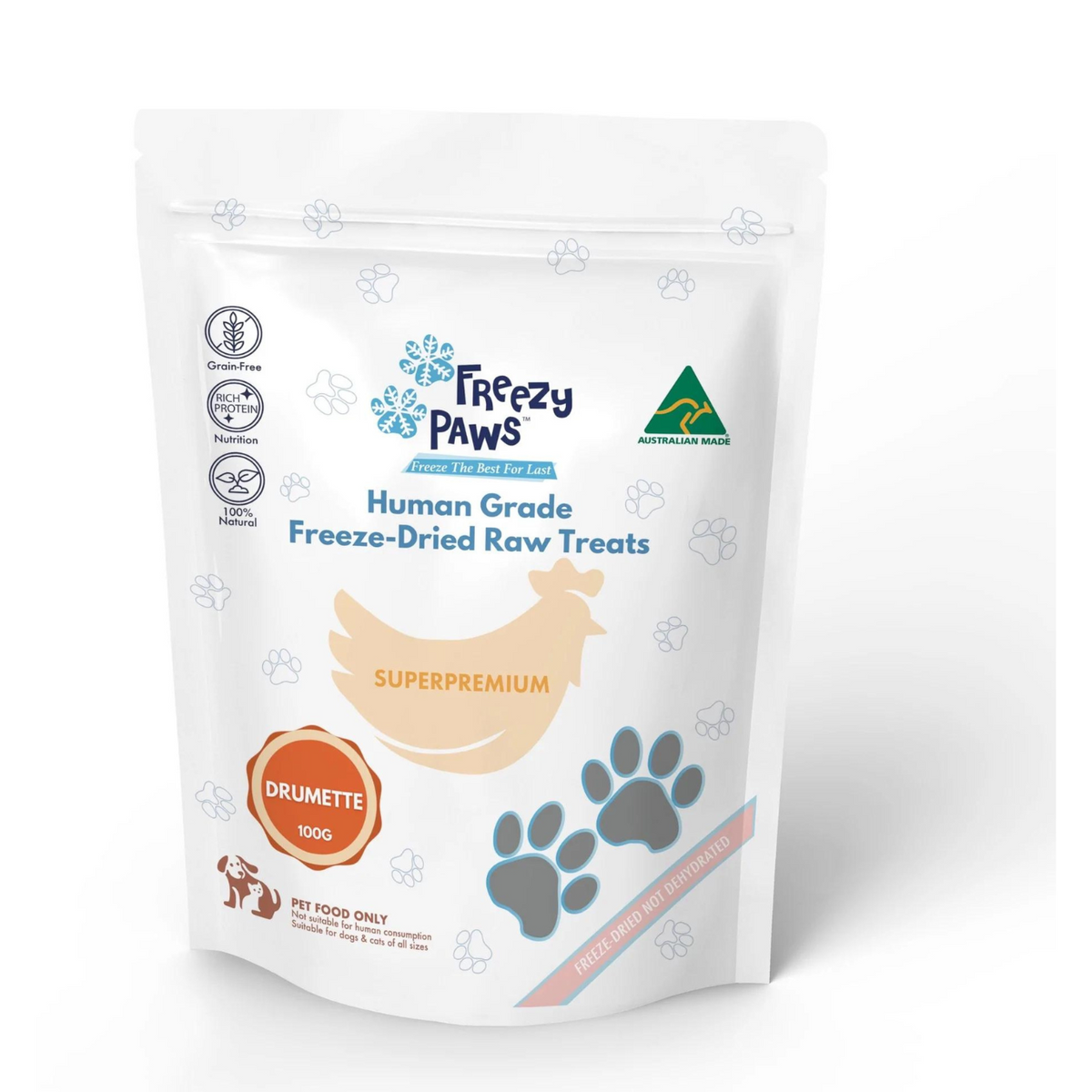 Freezy Paws Freeze Dried Chicken Drumette Pet Treats for Cats & Dogs