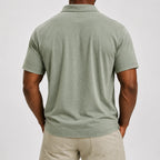 Limited Deal 8-Pack Men's Washed Cotton Blend Pocket Polo Shirts, Lightweight Breathable 3-Button Relaxed Fit