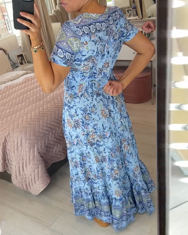 💥Lastday! Hurry up！！💥💃Hot Sale 49% OFF🔥 - Floral Print V-neck Dress
