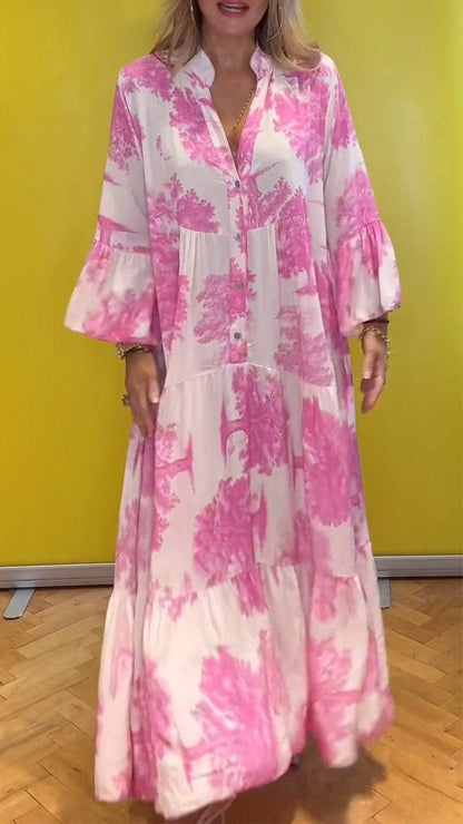 🔥BUY 2 GET 10% OFF💃Women Summer V-neck Forest Pattern Maxi Dress👗