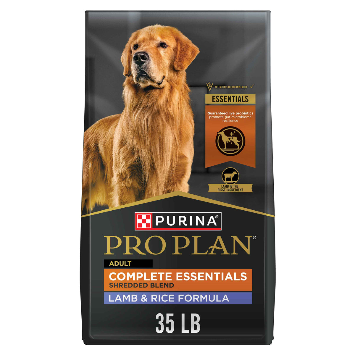 Purina Pro Plan Complete Essentials Shredded Blend Lamb and Rice High Protein Dog Food with Probiotics for Dogs