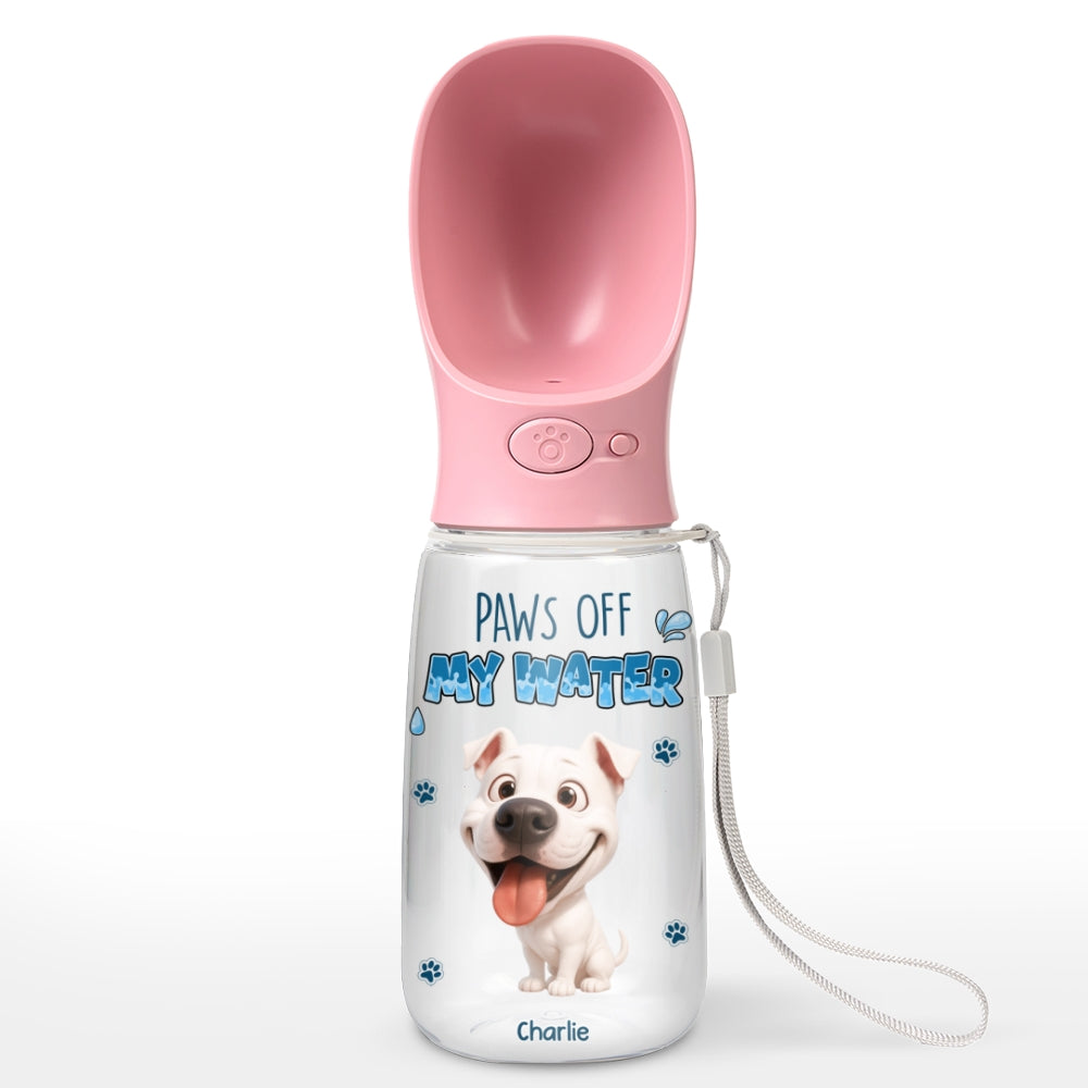Paws Off My Water - Personalized Pet Water Bottle With Drinking Feeder