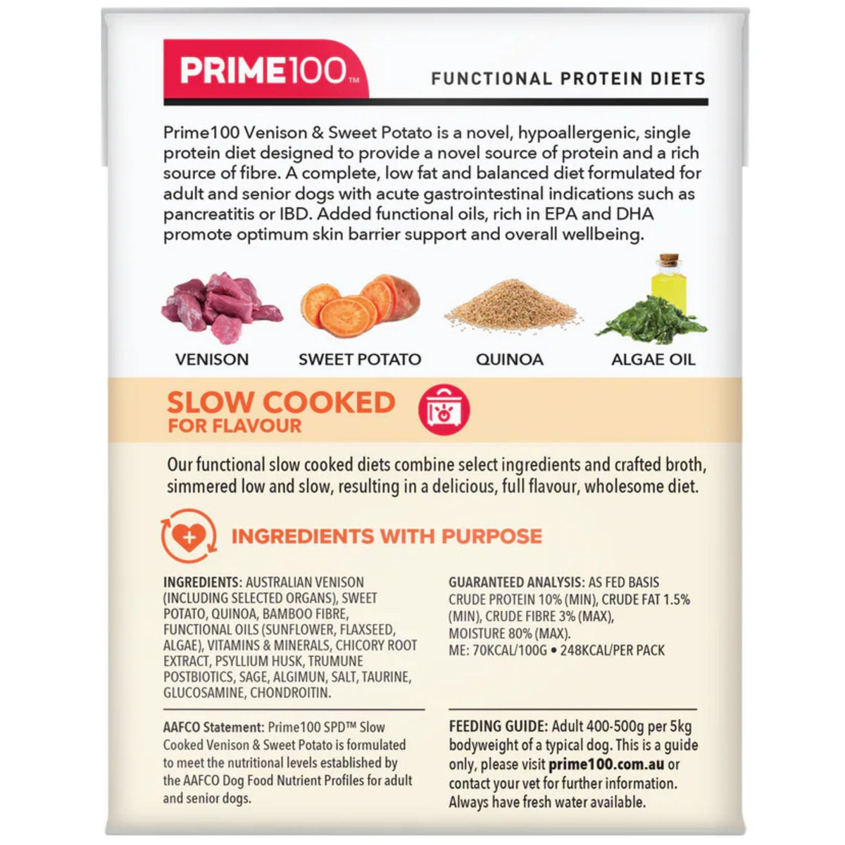 Prime100 Spd Slow Cooked Wet Dog Food Venison & Sweet Potato