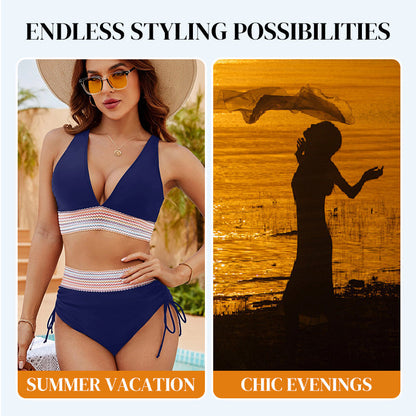 📢Clearance Sale-70% OFF🏖️High Waisted Tummy Control Color Block Bikini Sets