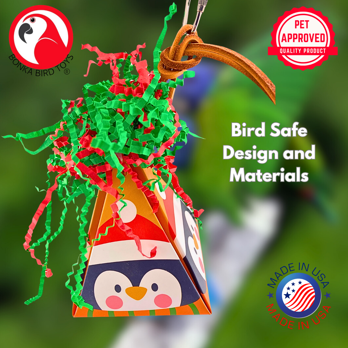 2884 Santa Penguin Christmas Crinkle Cone