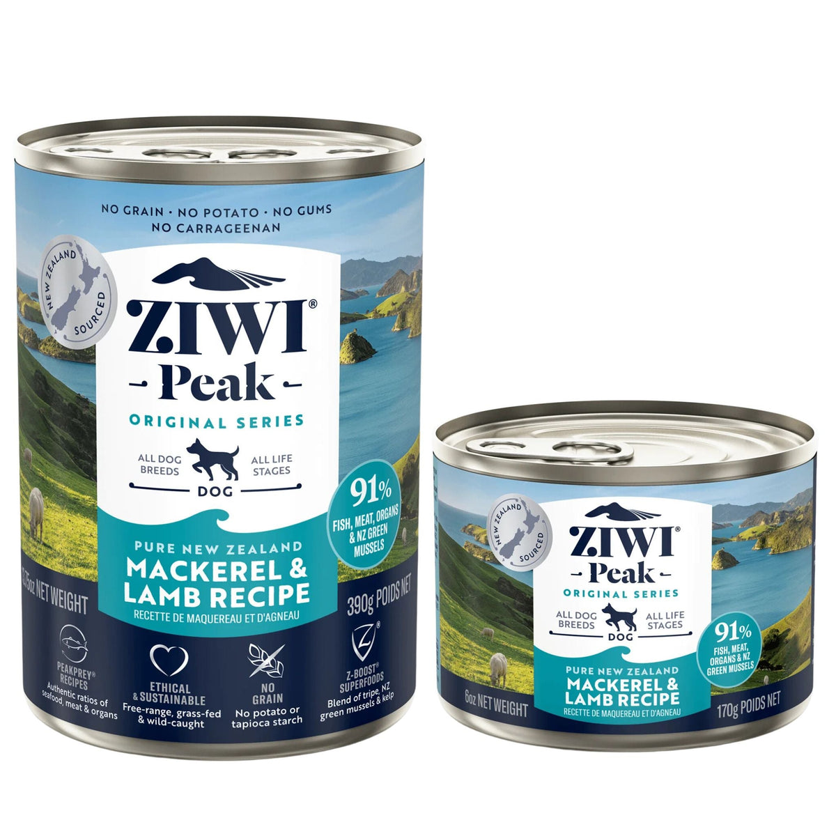ZIWI Peak Dog Food Cans Mackerel & Lamb