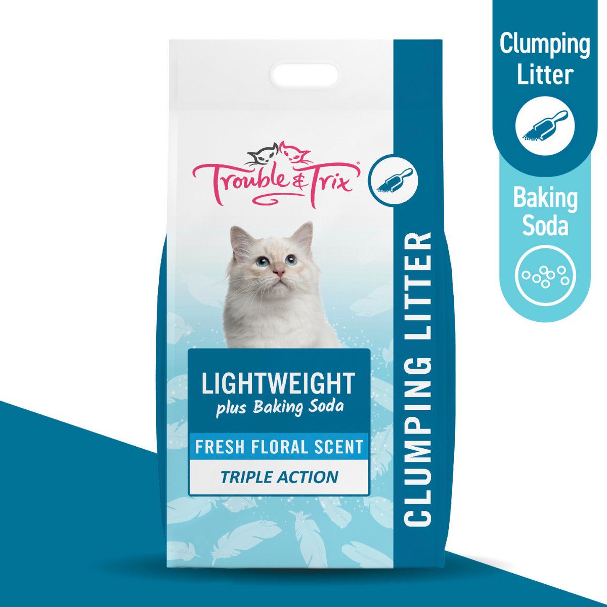 Trouble and Trix Lightweight Fresh Floral Clumping Cat Litter With Baking Soda