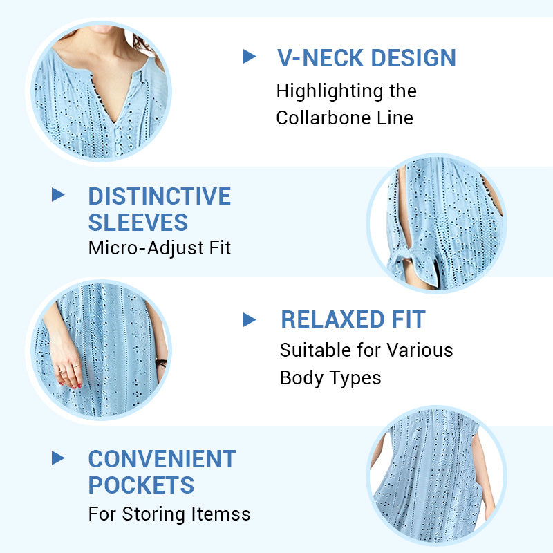 ⏰Last Day Sale 50% Off💃Women's Elegant V-Neck Hollow-Out Solid Dress