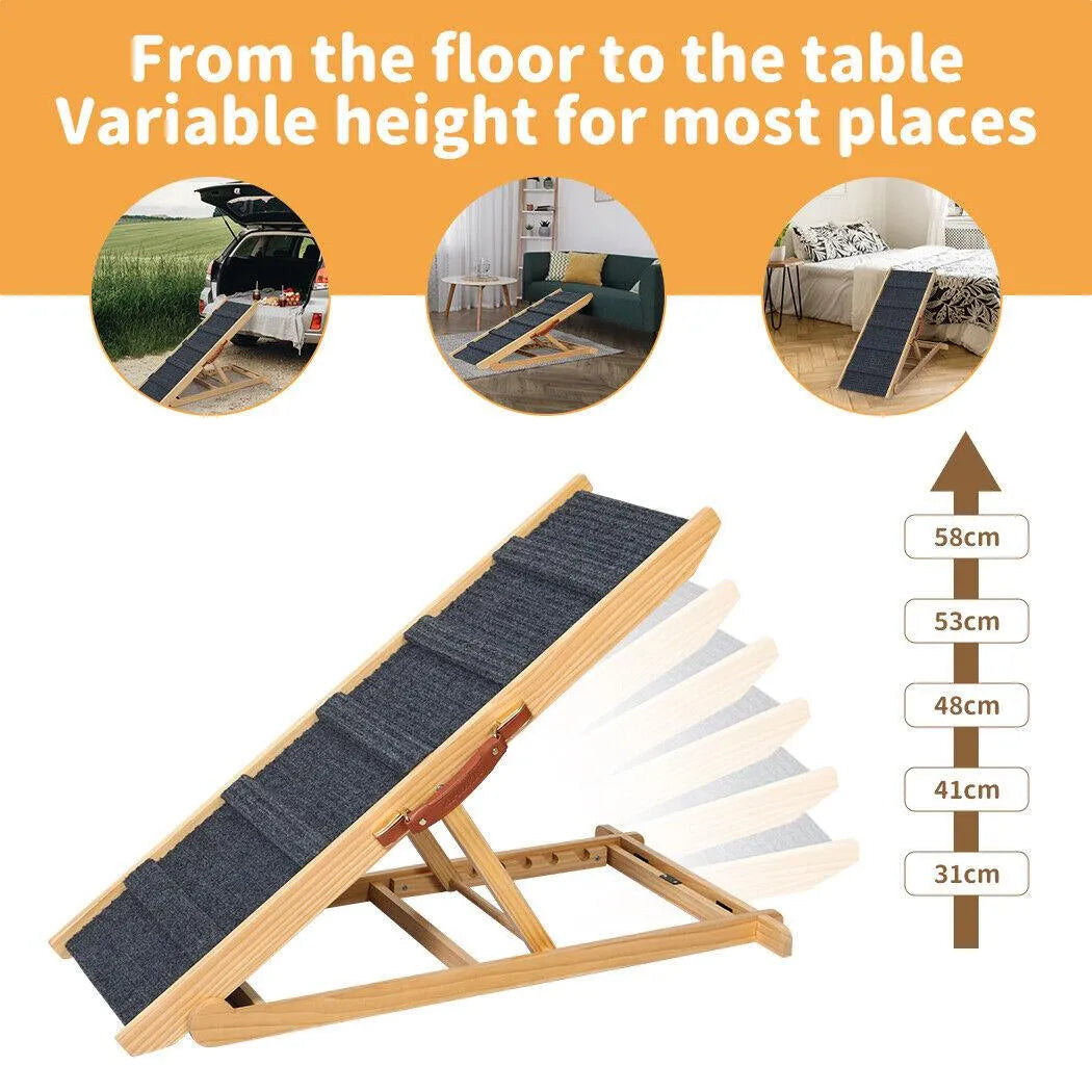 Premium Pet Ramp Wood Adjustable Height