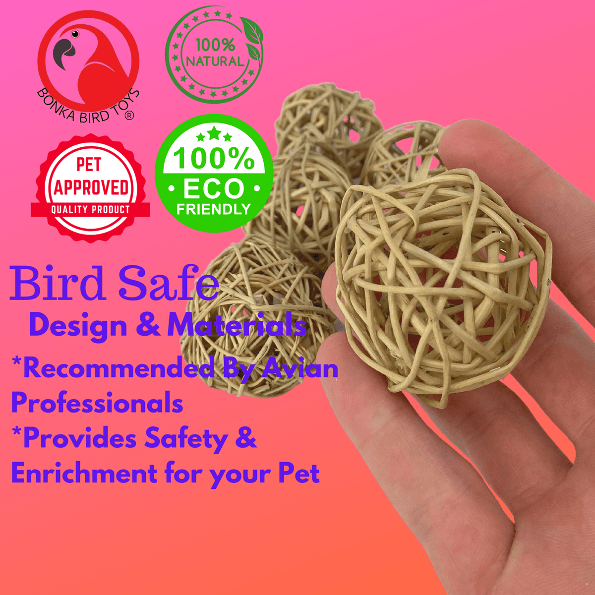 3354 Pk 6 Natural Vine Ball 2 inch