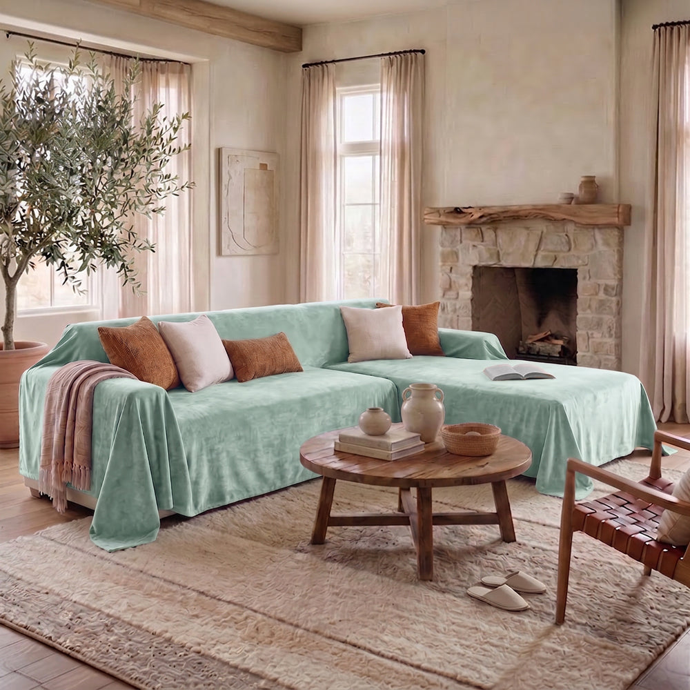 Soft and Waterproof Scratch-Resistant Non-Linting Throw  Sectional Couch Cover
