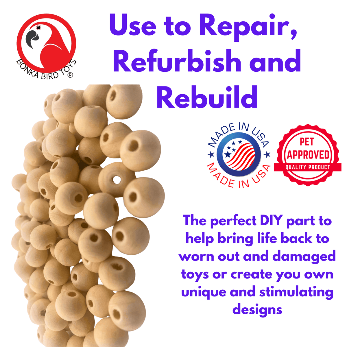 1249 Pk100 Wooden Pre-Drilled Beads