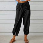 Women's loose, straight trousers with wide legs