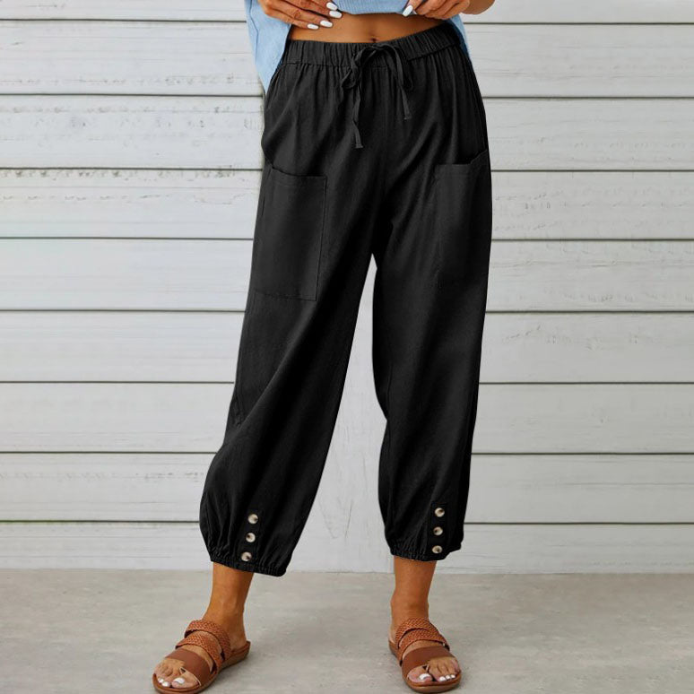 Women's loose, straight trousers with wide legs