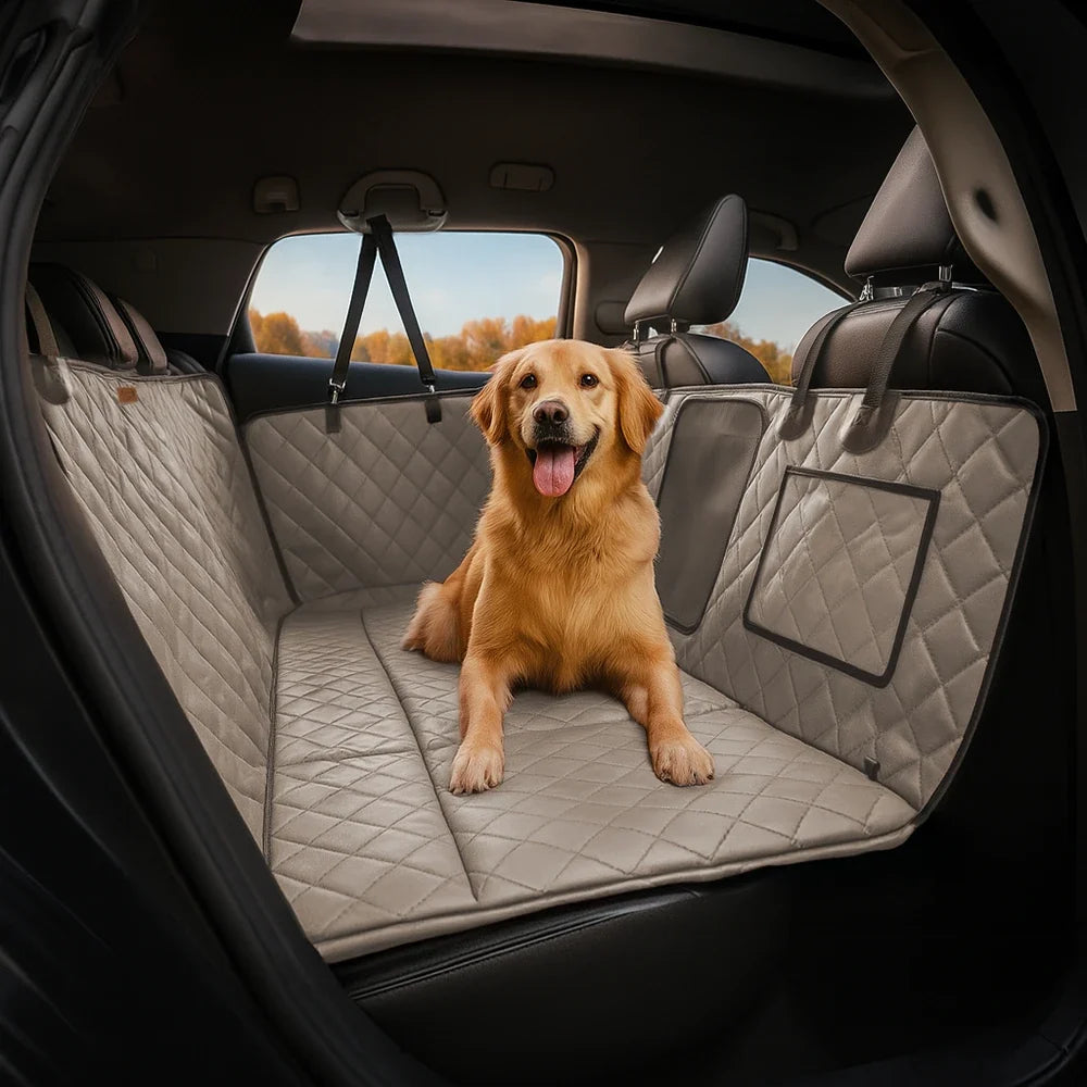 Premium Faux Leather Dog Car Seat Cover Waterproof Dog Hammock for Car - RideProtector