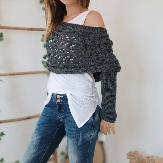 🔥Buy 2 Free Shipping✈️Women’s Knitted Cut-Out Shawl Poncho Wrap