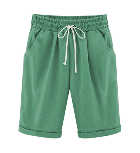 🔥Summer Hot Sale🔥Plus Size Solid Color Elastic Waist Loose Cropped Shorts