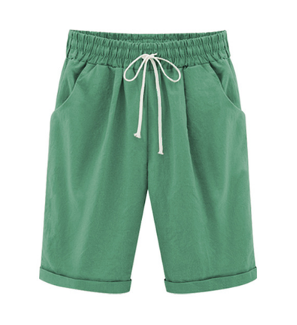 🔥Summer Hot Sale🔥Plus Size Solid Color Elastic Waist Loose Cropped Shorts