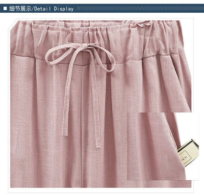 🔥Summer Hot Sale🔥Plus Size Solid Color Elastic Waist Loose Cropped Shorts