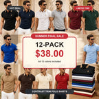 ⚡12 Pack for $38⚡- Men's Contrast Trim Monogram Short Sleeve Polo Shirt