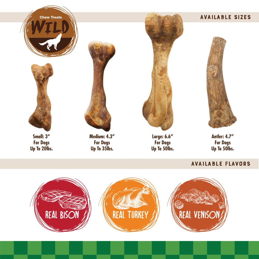 Nylabone Natural Healthy Edibles Dog Chew Treats Long Lasting Wild Venison Bone