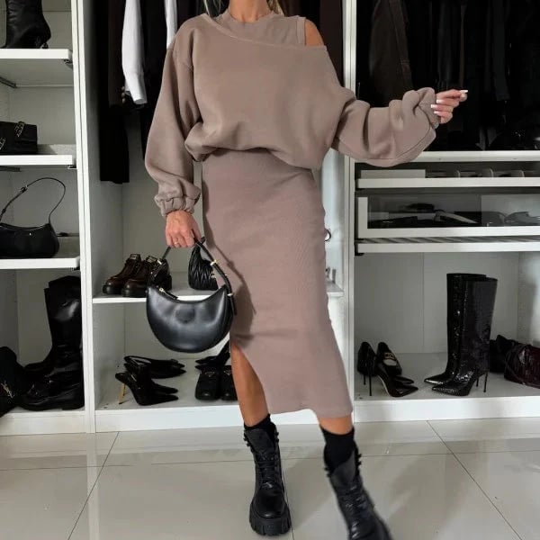 💃HOT SALE 49% OFF🍂🌟Chic & Cozy! Women's Sweatshirt + Sleeveless Dress 2-Piece Set