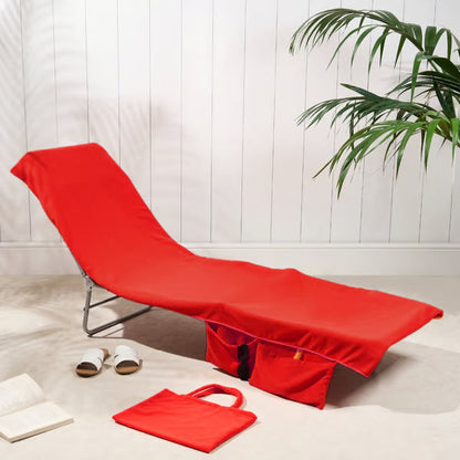 🏖️Summer Hot Sale - ONLY ￡14.99!!⚡50K+ SOLD!🌞🌊Sun Lounger Towel in Bag with Pockets Storage