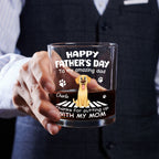 Putting Up With Funny Dad Ver Cartoon - Personalized Whiskey Glass