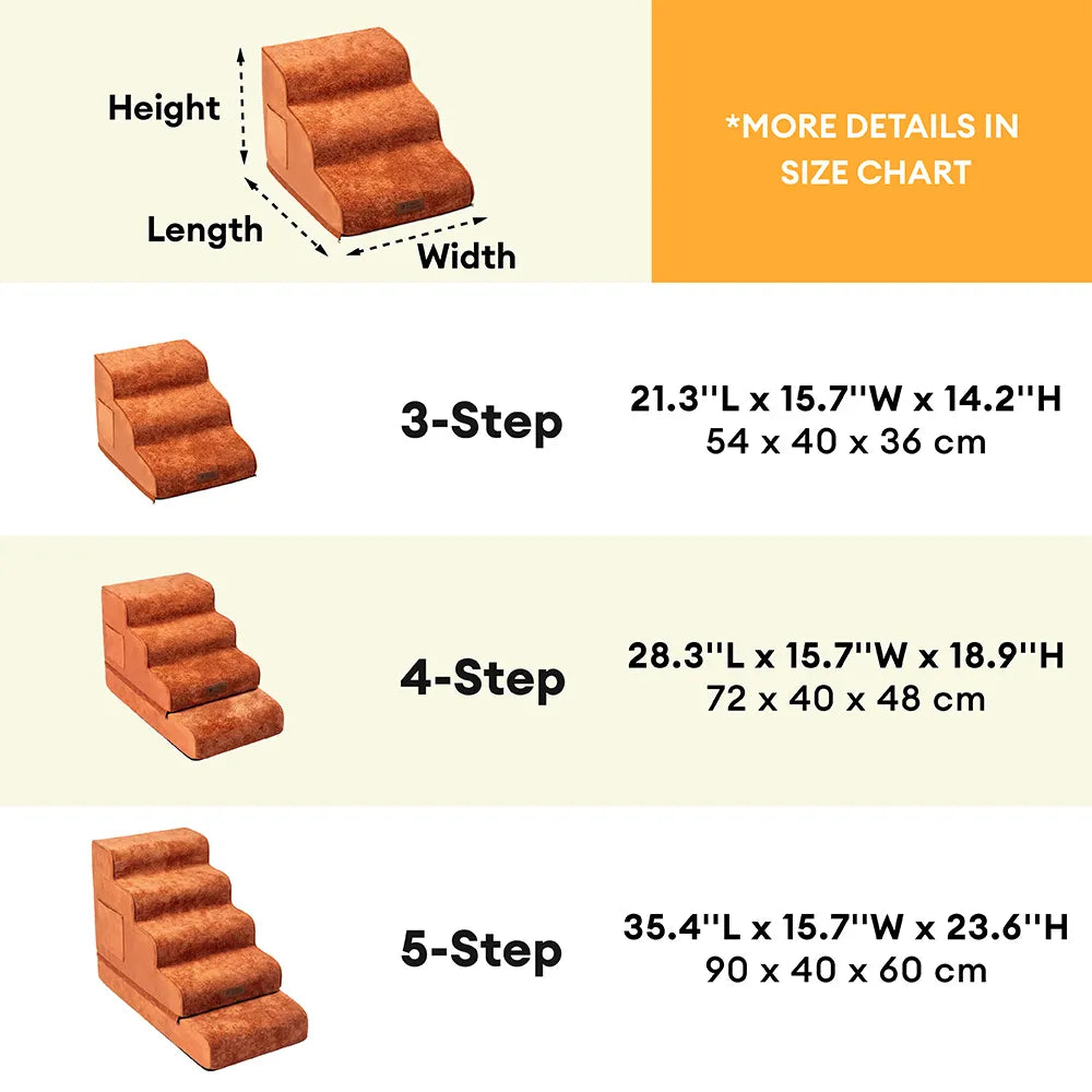 Plush Velvet 2-in-1 Foam Dog Stairs for Beds & Couches