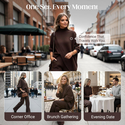 🎁Winter Hot Sale 50% OFF💝Women's 2-piece set – Asymmetrical sweater + Wide-Leg pants