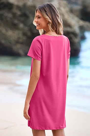 💕Summer Hot Sale 60% OFF 💃Women's Casual Square Neck Pocket Short Sleeve Dress with Pockets