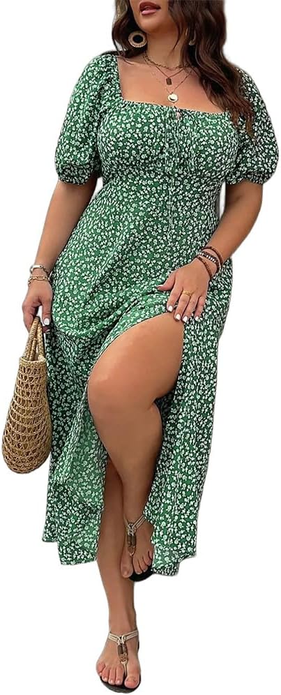 💗Summer Specials-49% OFF💗Plus-size Short Sleeve Split Floral Print Dress