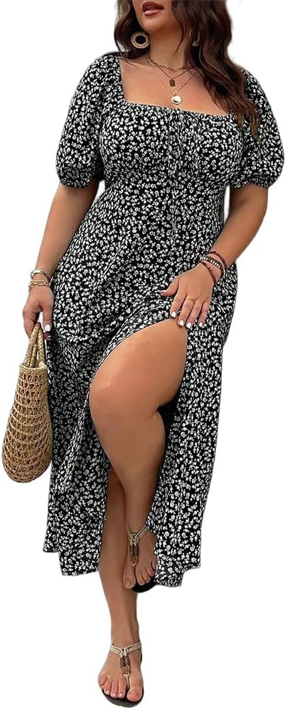 💗Summer Specials-49% OFF💗Plus-size Short Sleeve Split Floral Print Dress