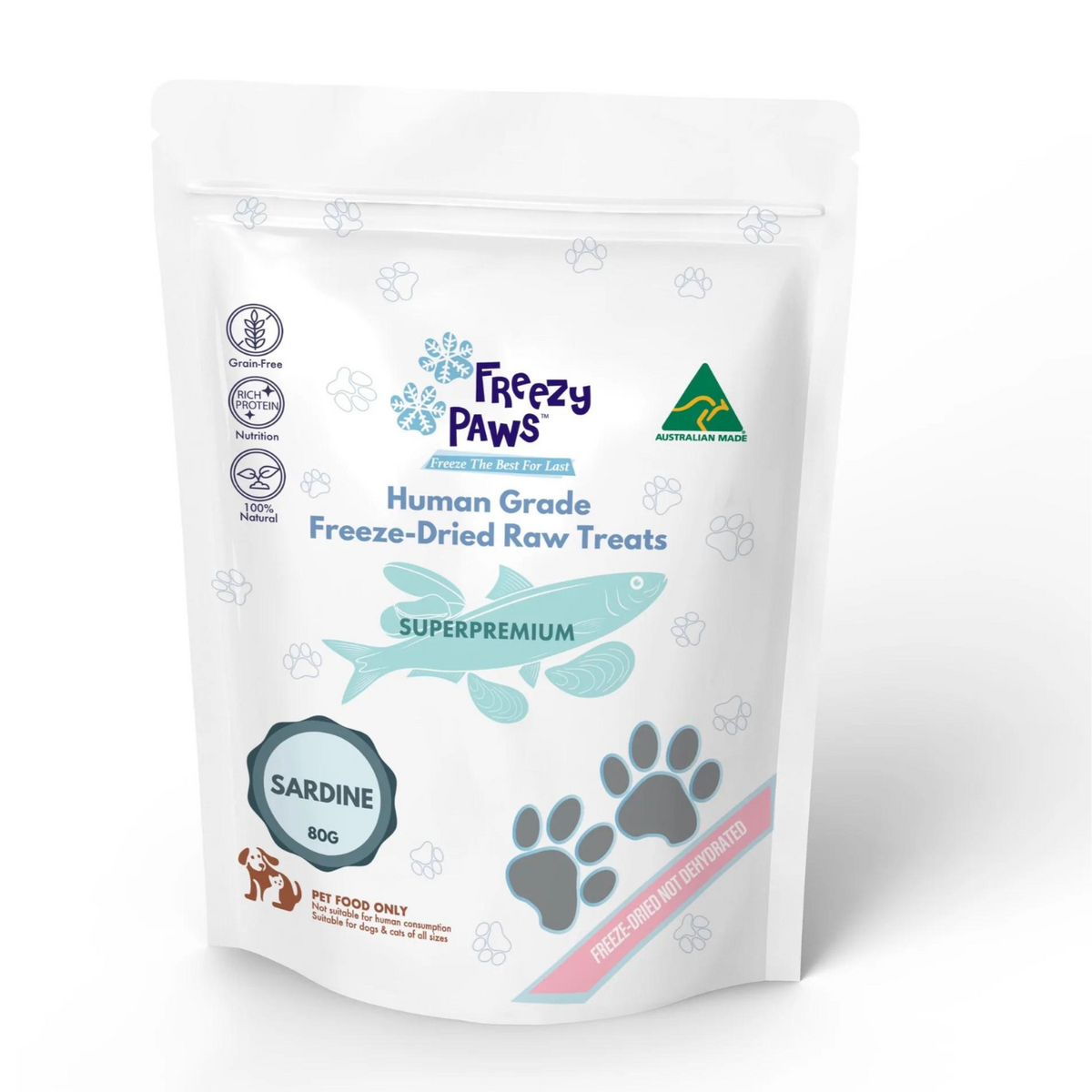 Freezy Paws Freeze Dried Whole Sardine Pet Treats for Cats & Dogs
