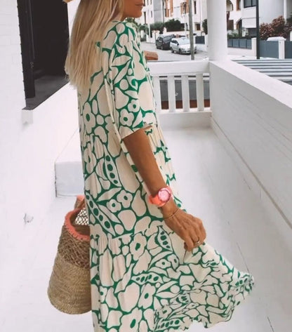 💖SUMMER HOT SALE🎁 2025 New Short-sleeved Printed Dress