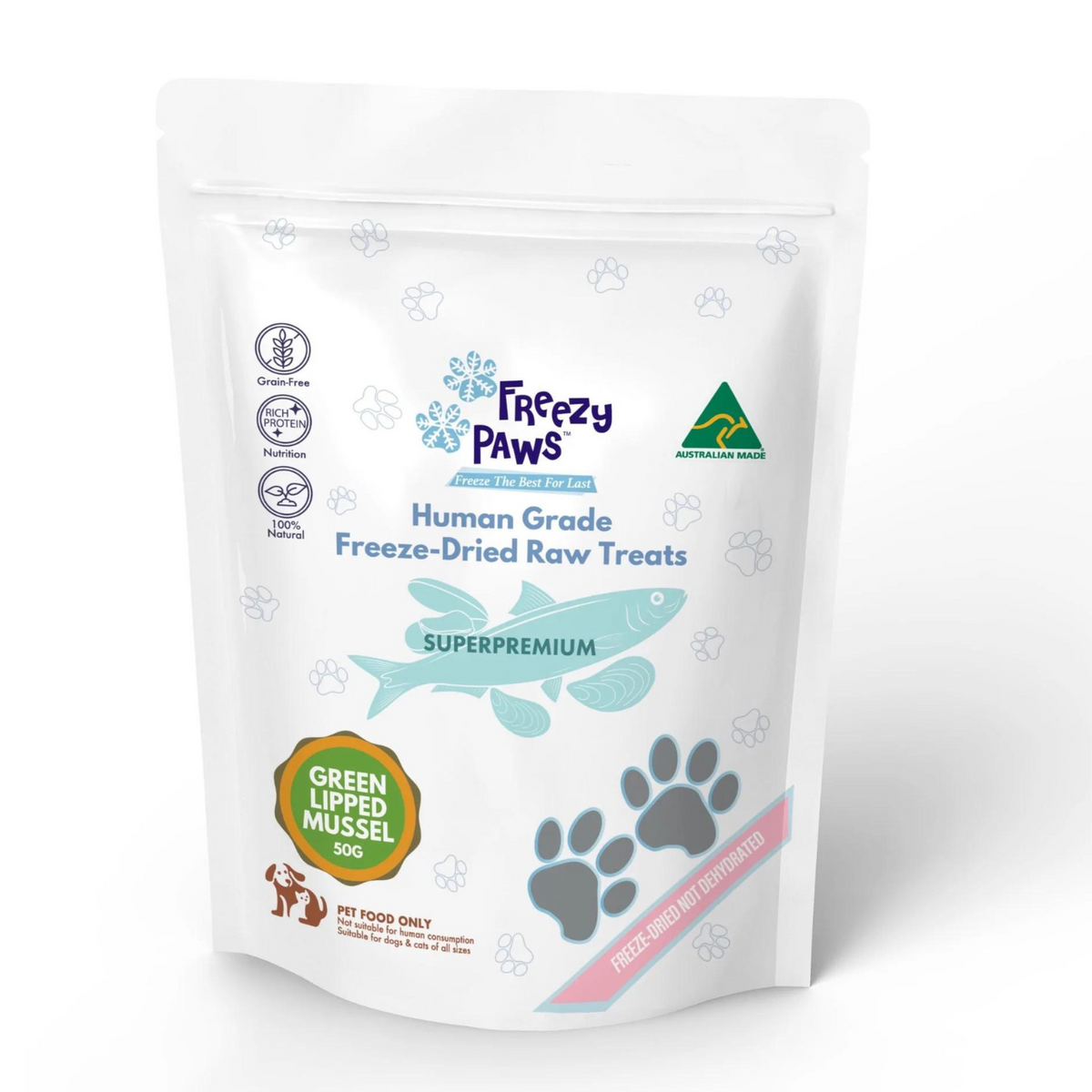 Freezy Paws Freeze Dried Green Lipped Mussels Pet Treats for Cats & Dogs