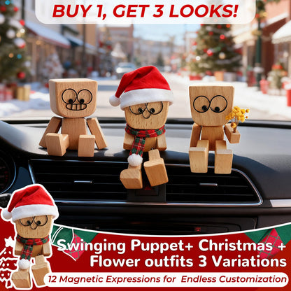 🎅🏻Christmas Sale 60% OFF🔥Charming Little Swaying Wooden Figure & 12PCS Magnetic Expressions