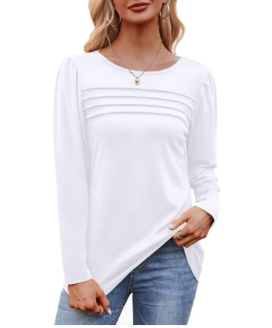 🔥Last Day 60% OFF🔥 2025 Women's 3/4 Length Sleeve Top Pleated Front T-Shirt