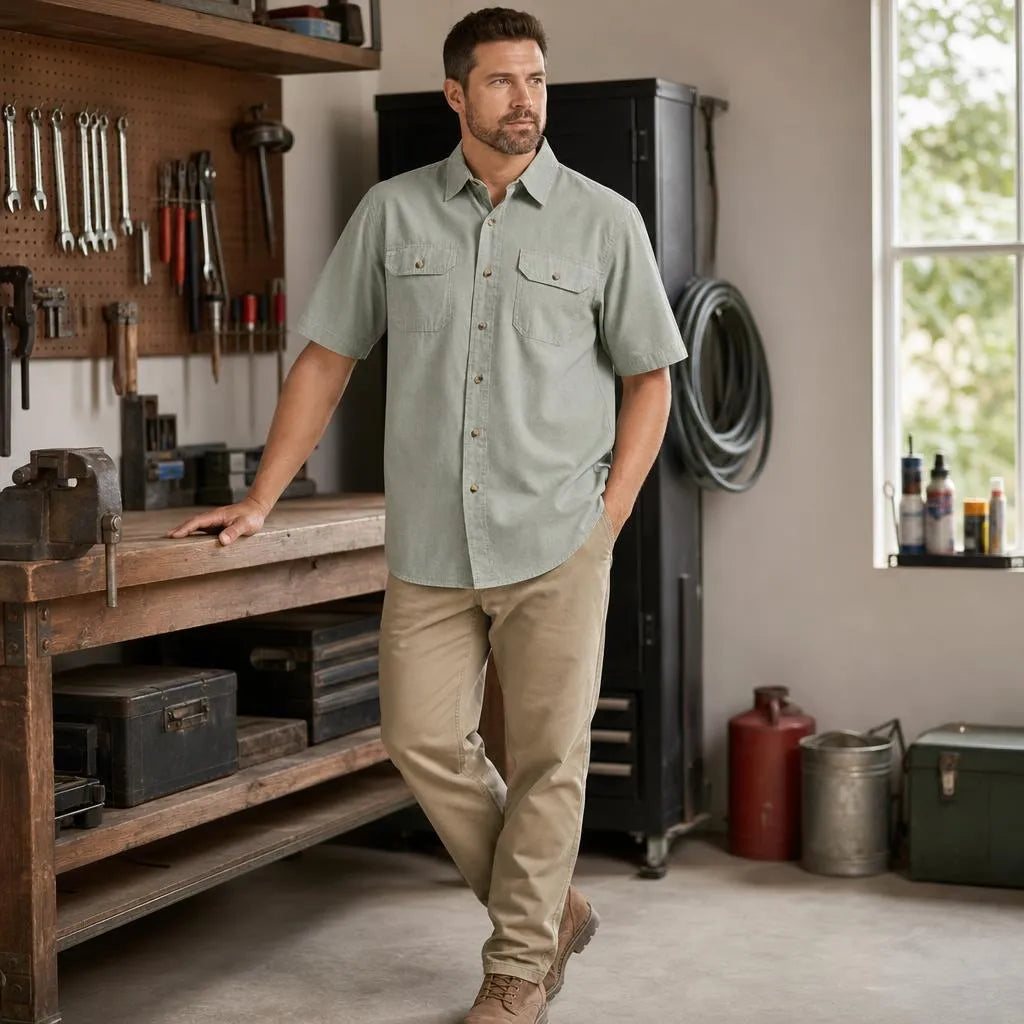 🎁10 Pack for $34.99⚡- Men’s Short Sleeve Utility Work Shirt