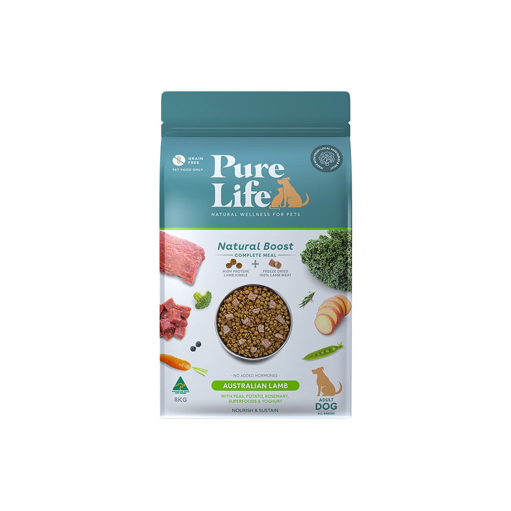 PURE LIFE Natural Boost Lamb Adult Dry Dog Food 8kg