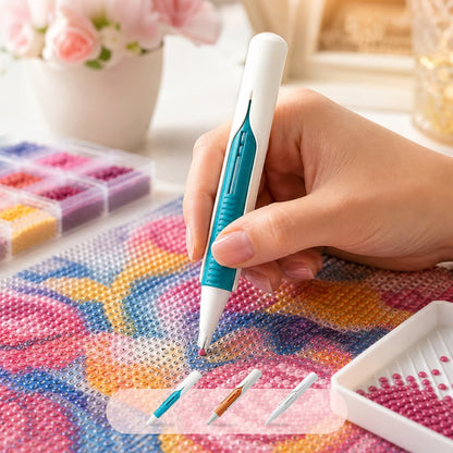 🔥Last Day 50% OFF 💎Automatic Diamond Painting Bead Dispenser Pen & Tray Set