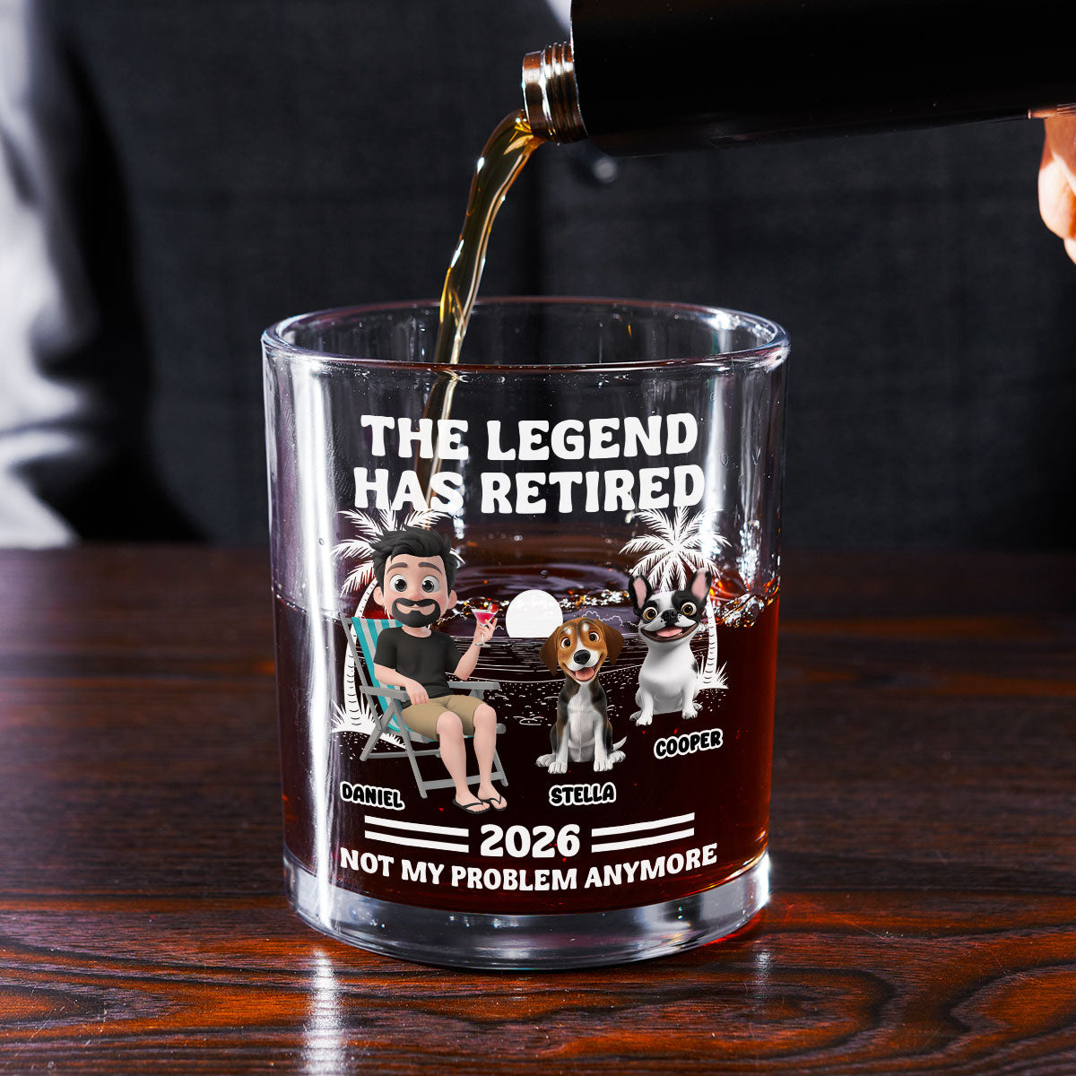 Not My Problem Dad Ver - Personalized Whiskey Glass
