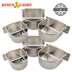 Kings Cages Stainless Steel "D" Cups 8-10-20 Ounce Treat-Seed-Water Feeders