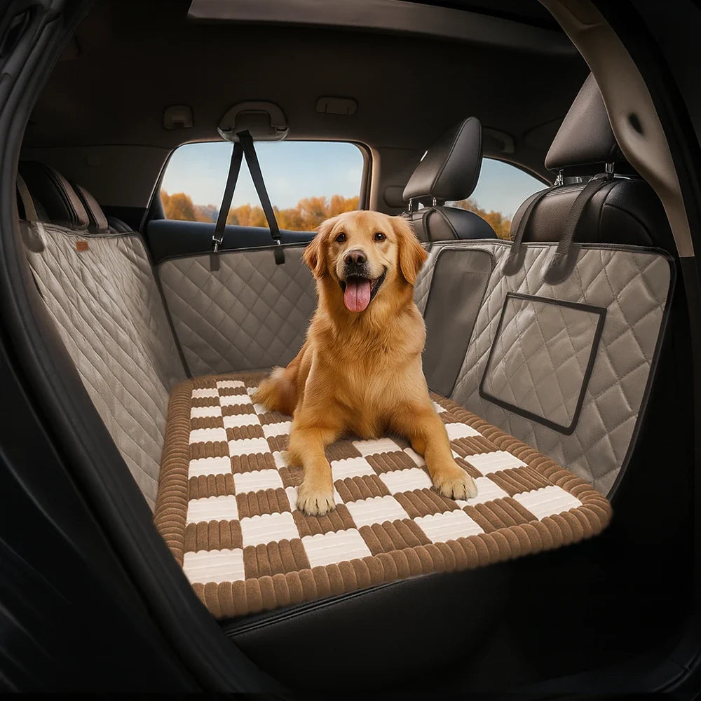 Premium Faux Leather Dog Car Seat Cover Waterproof Dog Hammock for Car - RideProtector