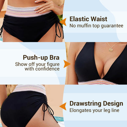 📢Clearance Sale-70% OFF🏖️High Waisted Tummy Control Color Block Bikini Sets