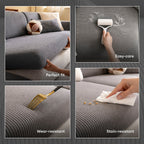 Vertical Stripe Corduroy Anti-Scratch Stretch Full-Cover Sectional Couch Cover