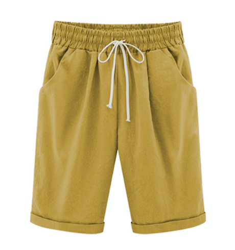 🔥Summer Hot Sale🔥Plus Size Solid Color Elastic Waist Loose Cropped Shorts